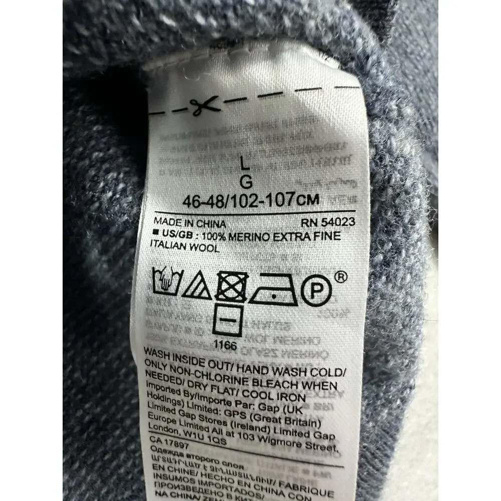 Banana Republic Men's Italian Merino By Baruffa Crew Neck Blue Sweater Size‎ Lg